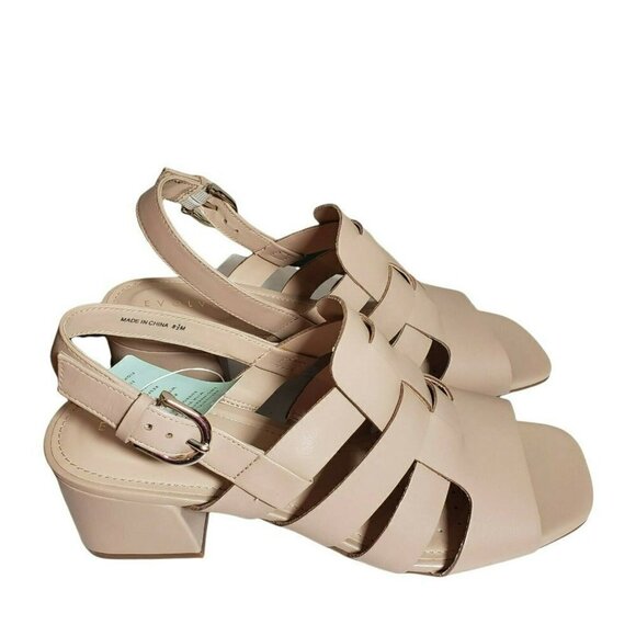 Evolve Women Light Natural Leather Open Toe Slingback Block Heels Sandals Sz 8.5 - Picture 4 of 11